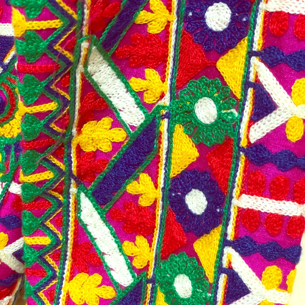 Multi colour fully embroidered gown